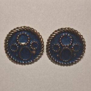 Round Blue Enamel Rope-Edge Earrings